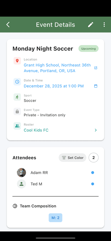 Event Management Screen